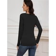 thumbnail image 2 of Womens Long Sleeve T Shirt Scoop Neck Shirts Skinny Fitted Casual Basic Tops, 2 of 5