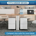 thumbnail image 5 of 2 Drawer File Cabinet with Lock,Filing Cabinet for Home Office,Small Rolling File Cabinet for Legal/Letter/A4 File,Mobile File Cabinet on Wheels Under Desk- Assembly Required(White), 5 of 10
