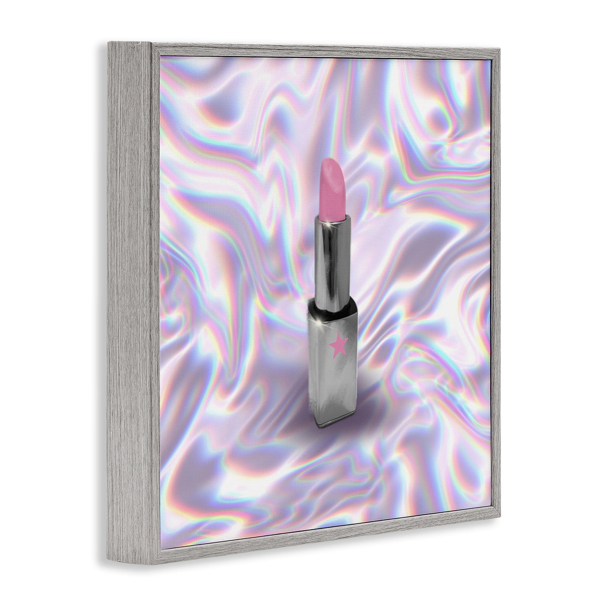 Stupell Industries Iridescent Icon Lipstick Gray Framed Giclee Art, design by Matthew Piotrowicz