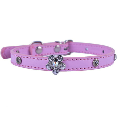 KABOER Dog Diamante Collar Leather Pet Puppy Necklace Bling Crystal Studded Cat (Best Puppy Collar And Lead)