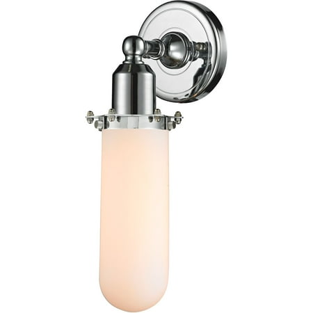 

Polished Chrome Tone Wall Sconces 5 Wide Matte White Cased Glass Steel/Cast Brass Medium Base 1 Light Fixture