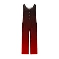 thumbnail image 4 of Hvot&aat Women's Cotton Linen Ombre Jumpsuits Button Down Sleeveless Casual Jumpers Loose Wide Legs Overalls, 4 of 4