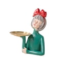 thumbnail image 4 of GUOOL Girl Statue Storage Tray Resin Home Decoration Jewelry Storage Rack For Entryway Red Bow, 4 of 5
