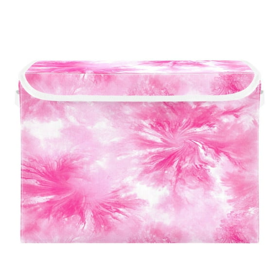 Storage Box With Lid 16.5x12.6x11.8In Foldable Stacked Household Storage Box Pink Pattern