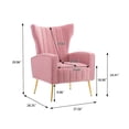 thumbnail image 6 of Accent Chair, Wingback Arm Chair with Gold Legs, Upholstered Single Sofa Modern Lounge Chair for Living Room Bedroom,Pink, 6 of 6
