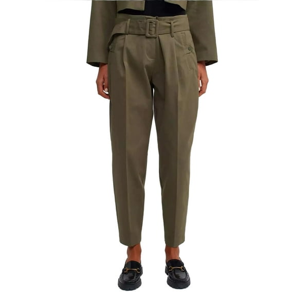 Mid Rise Paperbag Trousers with a Belt
