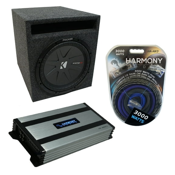 Car Stereo Slotted S Port Single 15 Kicker CompR CWR15 Sub Box HA-A800.1