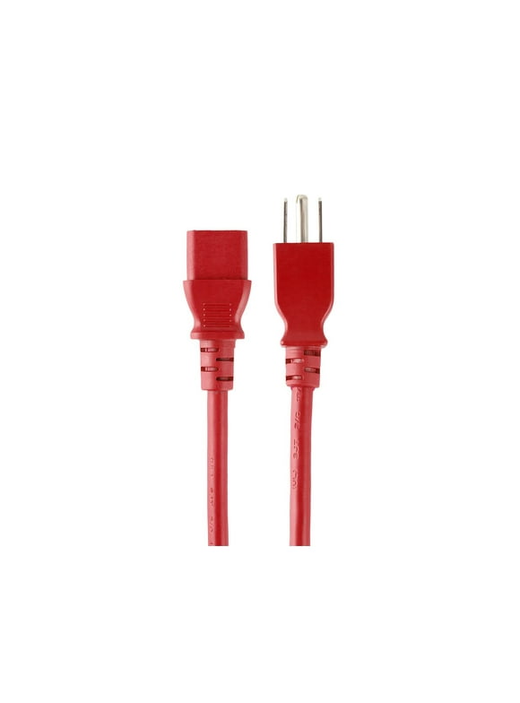 Monoprice Power Cable / Cord - 3 Feet - Red | 18AWG 3 Conductor PC Power Connector Socket 10A (NEMA 5-15P to IEC 60320 C13)