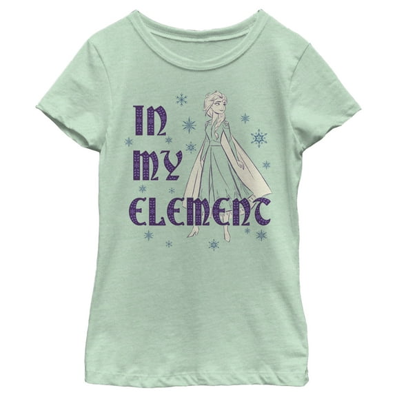 Girl's Frozen 2 Elsa In My Element Snowflakes Portrait Graphic Tee Mint Medium