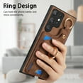 thumbnail image 2 of Wallet Case Compatible with Samsung Galaxy S23 Ultra with Card Holder, 360° Rotation Finger Ring Stand PU Leather Cover Drop Protection with Magnetic Snap Case Cover for Galaxy S23 Ultra - Brown, 2 of 8