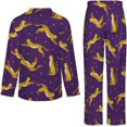 thumbnail image 5 of Top-kevin Women Long Sleeve Pajama Set Comfy Pjs Sets Cheetahs Leaping Purple Dots 2 Piece Lounge Set, 5 of 6