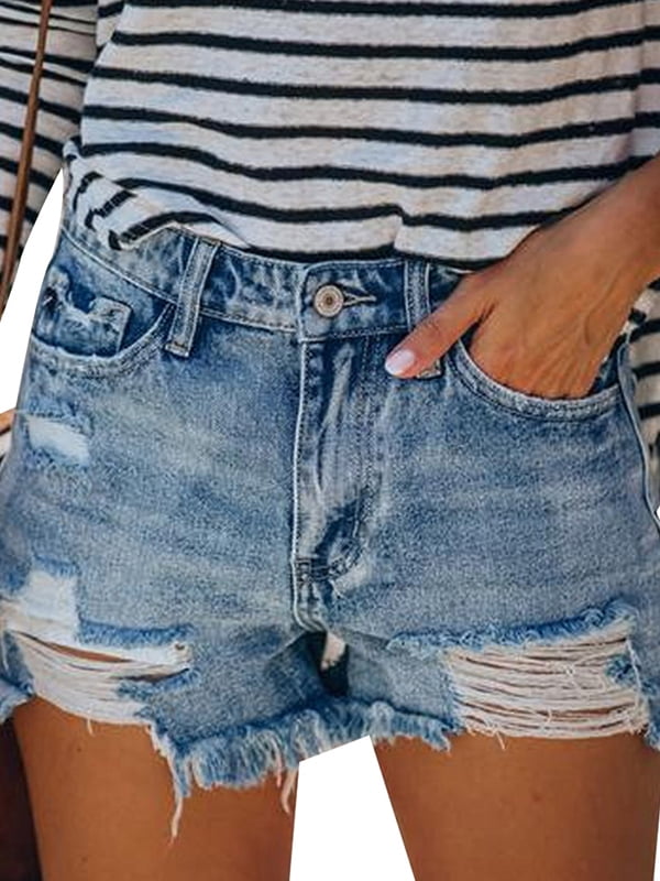 women's frayed jean shorts