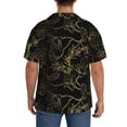 thumbnail image 3 of Yiaed Gold Gloss Outline Floral Print Mens Casual Wrinkle Free Shirts Short Sleeve Button Down Summer Stretch Dress Shirt-Small, 3 of 5