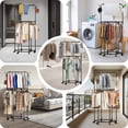 thumbnail image 6 of Riousery Rolling Garment Rack with Wheels, Double-Layer Rotating Clothes & Coat Organizer with Hat Hooks, Multi-Functional Clothing Storage for Bedroom or Closet, 6 of 7