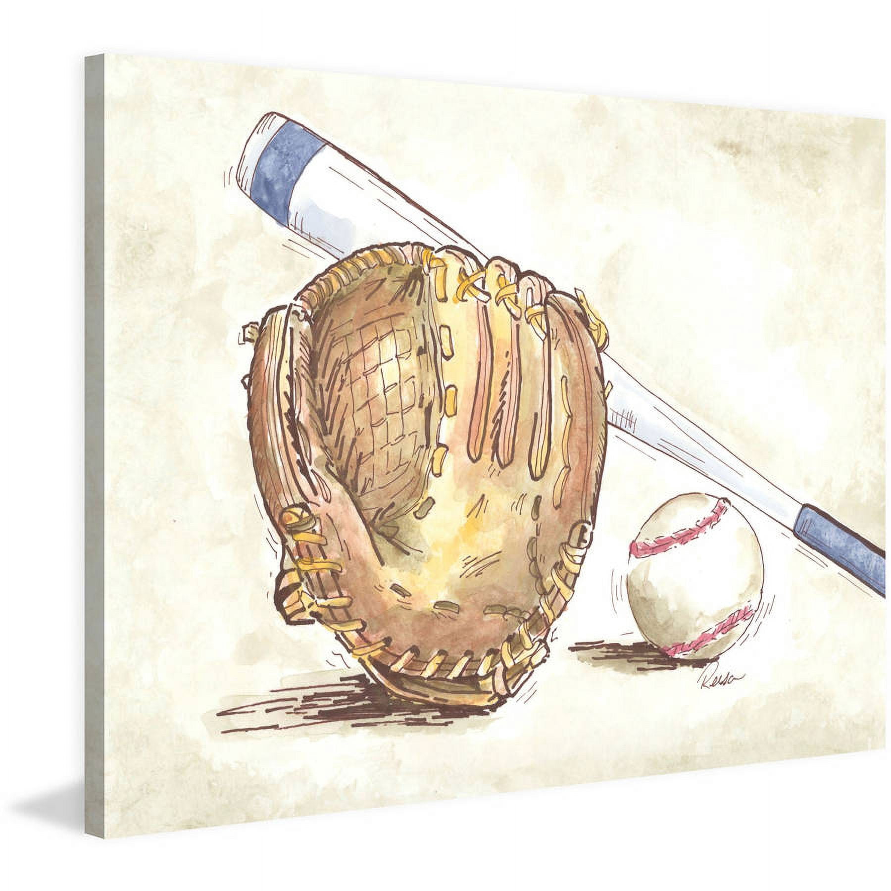 Marmont Hill "Baseball Gear" by Reesa Qualia Painting Print on Wrapped Canvas