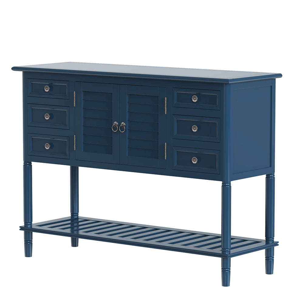 Lowestbest 45" Modern Console Table, Sofa Table with 6 Drawers, 1 Cabinets and 1 Shelf, Navy Blue Lowestbest 45" Modern Console Table, Sofa Table with 6 Drawers, 1 Cabinets and 1 Shelf, Navy Blue