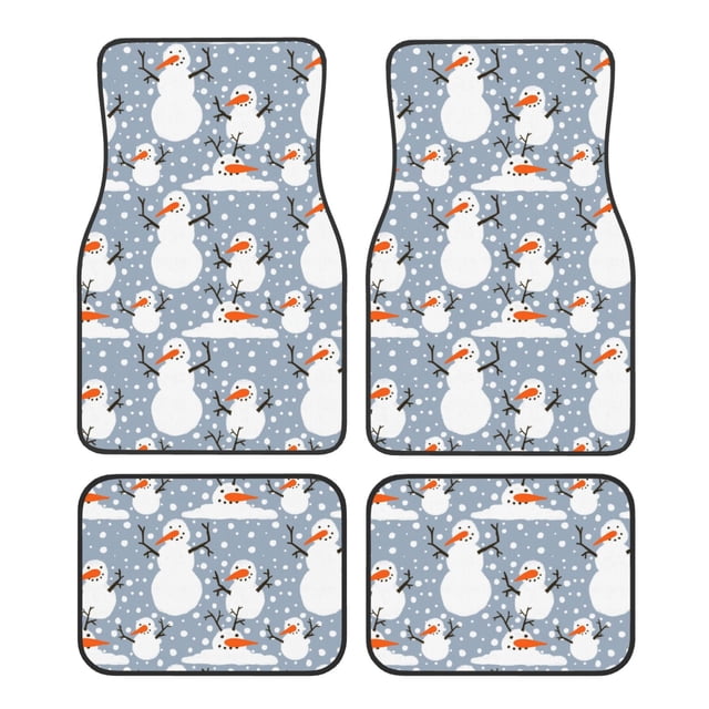 Disketp Happy Snowmen Snowfall for Crystal Velvet Car Mats Four-Piece Set,All-Season Automotive Protection, Vehicles, Cars, Trucks, and SUVs,Anti-Slip Design
