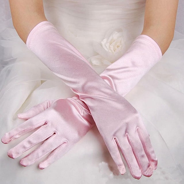 Gants Roses Mitaines Gants Femmes Bal Opéra Gants Satin Mariage Longs Mariée Soirée Fête Gants/mitaines