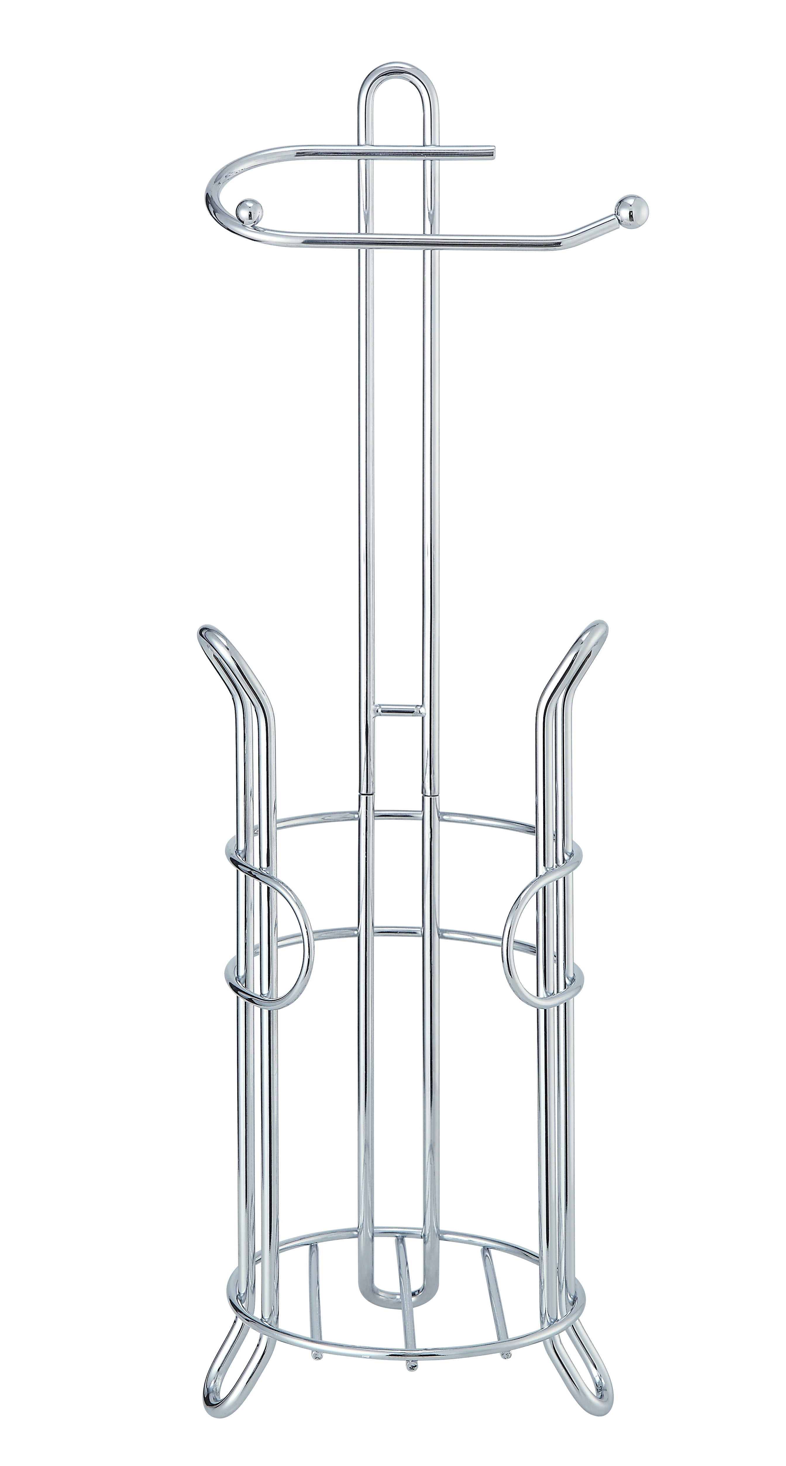 SunnyPoint Freestanding Toilet Paper Holder Stand with Storage – Holds 3 Spare Rolls, Sturdy Steel Construction, Chrome Finish, for Bathroom & Restroom