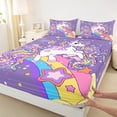 thumbnail image 4 of Homewish Dreamy Purple Unicorn Twin Sheet Sets, Cartoon Stars Rainbow Twin Fitted Sheet, Kawaii Cute Animal Flat Sheet, Microfiber Bedroom Decor, 3-Piece, 4 of 8