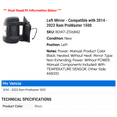 thumbnail image 2 of Left Mirror - Compatible with 2014 - 2022 Ram ProMaster 1500 2015 2016 2017 2018 2019 2020 2021, 2 of 2