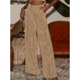 thumbnail image 3 of KelaJuan Women Wide Leg Pants Solid Color Casual Loose Velvet Trousers with Pockets for Work Office Streetwear, 3 of 6