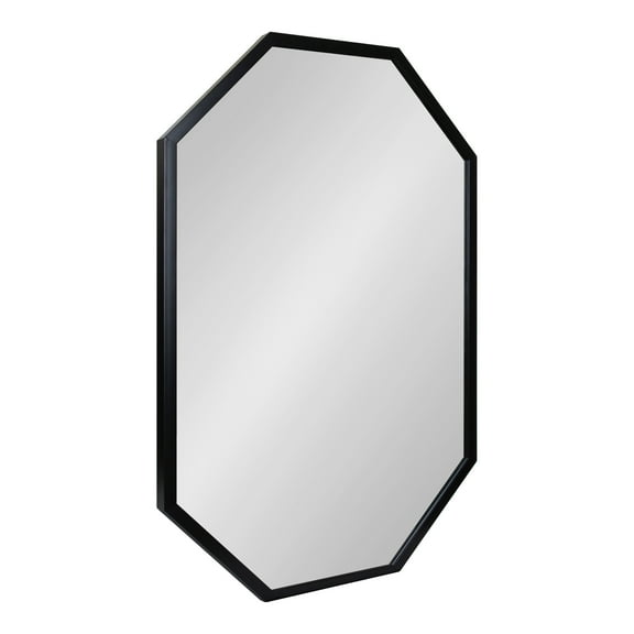 Kate and Laurel Laverty Modern Oblong Octagon Framed Wall Mirror, 24 x 36, Black, Geometric Wall Decor