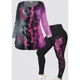thumbnail image 1 of Camiseta de manga larga con estampado de salpicaduras de lazo púrpura para mujer, pantalones ajustados de temperamento, a juego diario informal, talla grande, 1 of 3