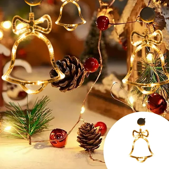 Boovnll Christmas LED Light Decoration With Suction Cup Hook Christmas Tree Snowflake Snowman Battery Powered Indoor Bedroom Window Display Holiday Lights Warm White