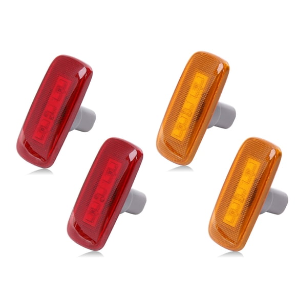 Marqueur Latéral de Lit Arrière Lumières LED pour Dodge 2010-2017 et 2011-2016 Ram Dually Camion Double Roue Garde-Boue Latéral Remplacement, kit Complet, Clair (2x Ambre + 2x Rouge) OE 55077458AA 264131