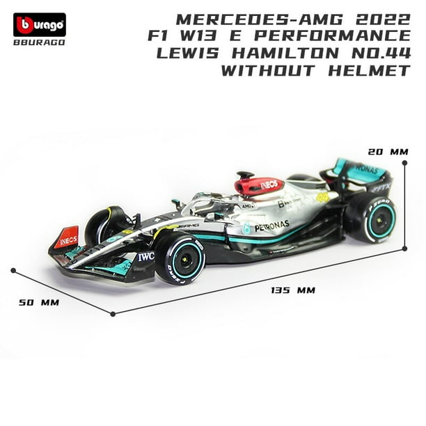 Bburago-coche de carreras modelo Mercedes Benz AMG, escala 1:43, F1 Team Driver, coches de Fórmula, juguete estático 2022 W13 W12 W10 #44 #77 Fivean unisex