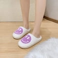 thumbnail image 6 of PacificPlex Womens Smiley Fuzzy Preppy Smile Slippers Retro Cozy Comfy Plush Warm Slip-on Happy Face Slippers Winter Casual Indoor Soft Fluffy House Shoes (8-8.5, Purple), 8-8.5, Purple, 6 of 7