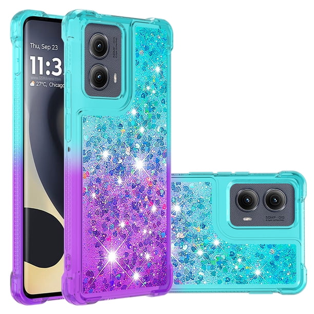 Funda para Motorola Edge 2024 5G Transparente con Brillos Carcasa Protectora Antigolpes con Glitter Brillante