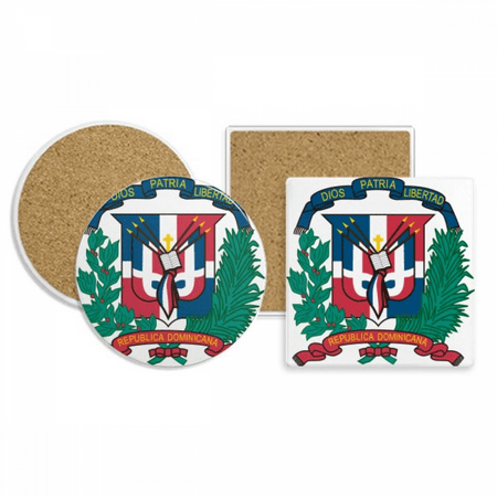

Donican Republic National Emblem Country Coaster Cup Mug Holder Absorbent Stone Cork Base Set