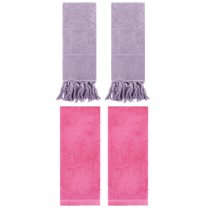 Unique Bargains 4 Pack Turkish Room Hand Towels Purple/Pink 14"x30"/13"x29"