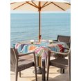 thumbnail image 3 of Outdoor Tablecloths with Umbrella Hole & Zipper, Abstract Beach 54x54 Inch Square Tablecloths, Summer Colorful Coastal Ocean Sea Wave Waterproof Table Cloth, Patio/Pool/Picnic Table Covers, 3 of 8