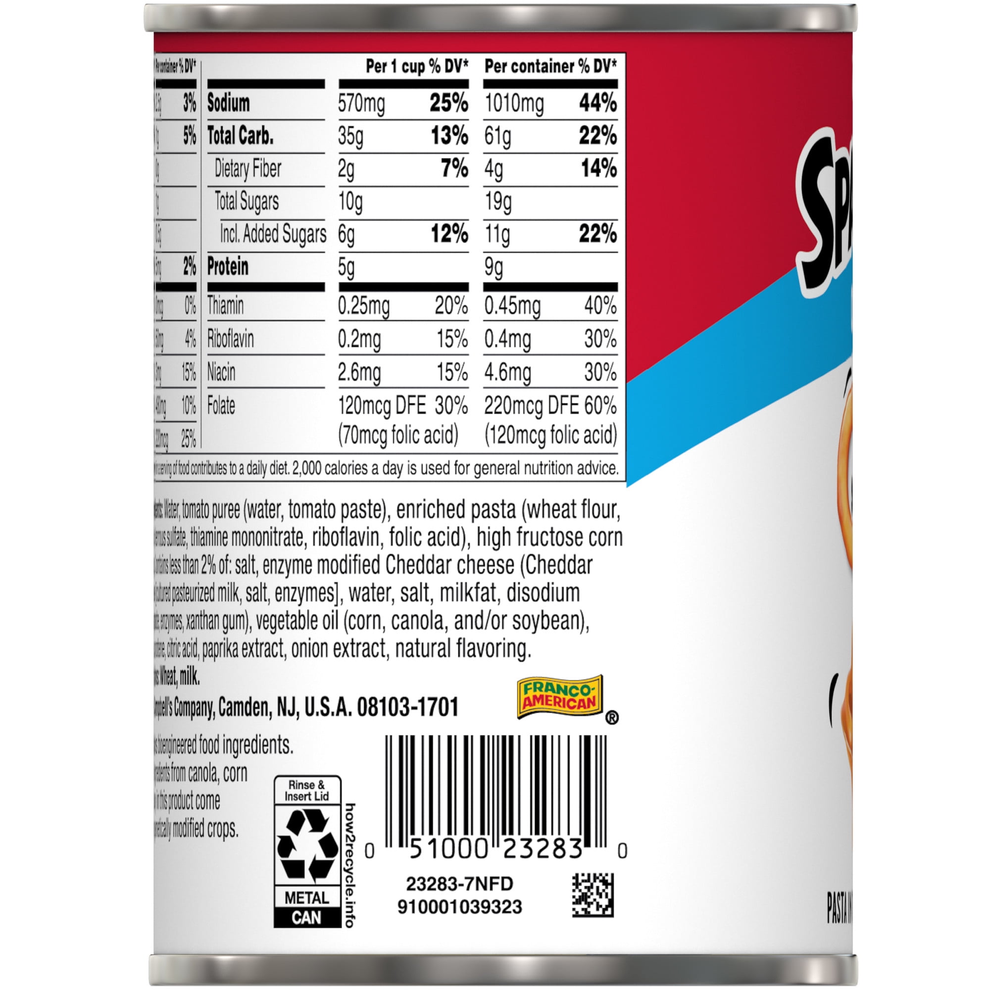 SpaghettiOs Original Canned Pasta, 15.8 oz Can