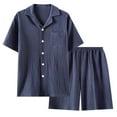thumbnail image 2 of Asgosdo Men's Pajama Sets Short Sleeve Sleepwear 2 Piece Pj Sets for Men Soft Nightwear with Pockets, Navy, 2 of 5