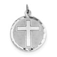 thumbnail image 1 of Sterling Silver Rhodium-plated Cross Disc Charm QC2413 (25mm x 20mm), 1 of 2