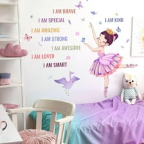 Ballet Girls Wall Decals Inspirational Princess Bedroom Wall Stickers for Kids Baby Nursery Room Decor