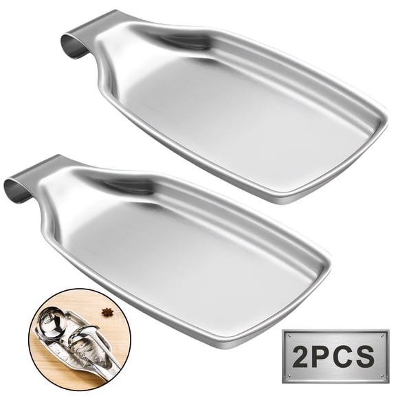 Spoon Rest Set of 2, Stainless Steel Spoon Holder for Stove Top, Heavy Duty Utensil Rest for Ladles Spatula
