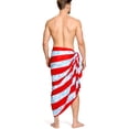 thumbnail image 2 of HAPPY BAY Men's Patriotic 4th of July American USA Flag Swimwear Summer Sarong Swim Trunk Long Pareo Beach Wrap for Men One Size Crimson, Stars and Stripes For Dad, 2 of 6