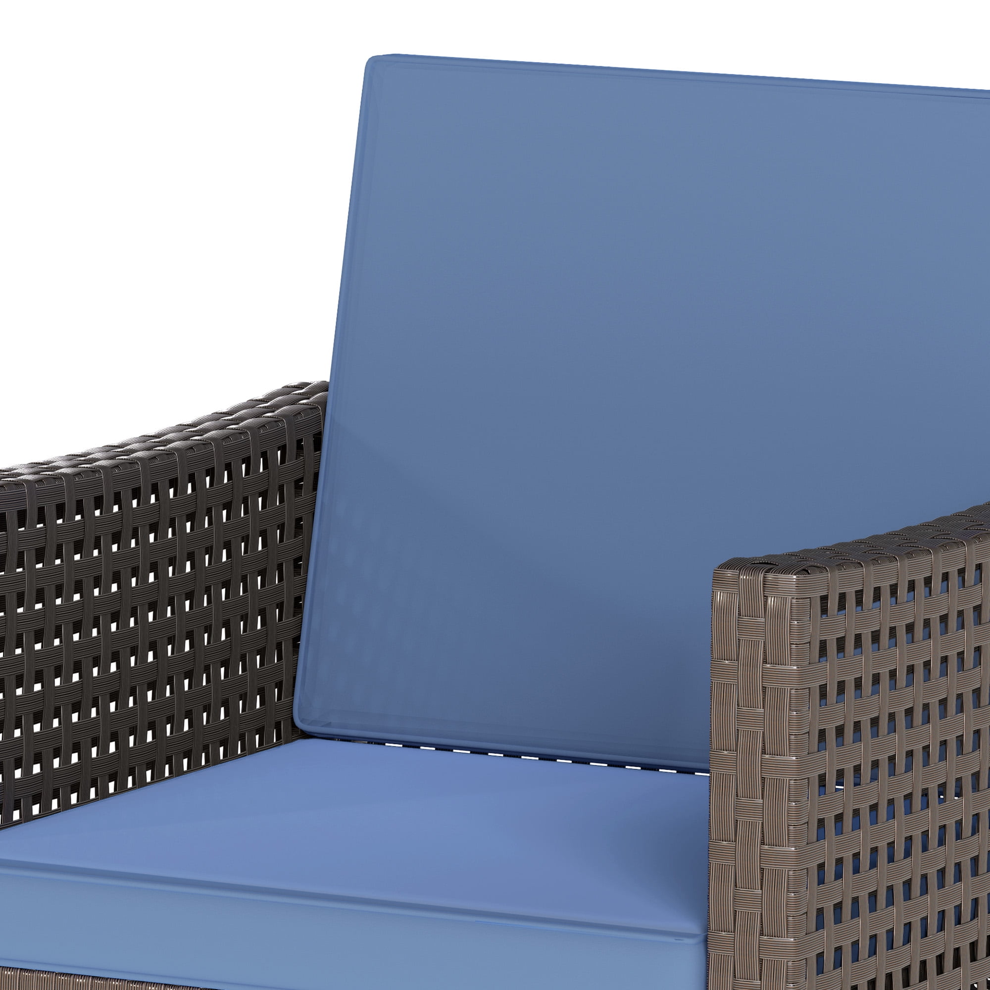 Uforic 3-Piece Outdoor Rocking Chairs, Wicker Patio Furniture with Thickened Cushions and Table for Porch (Blue)