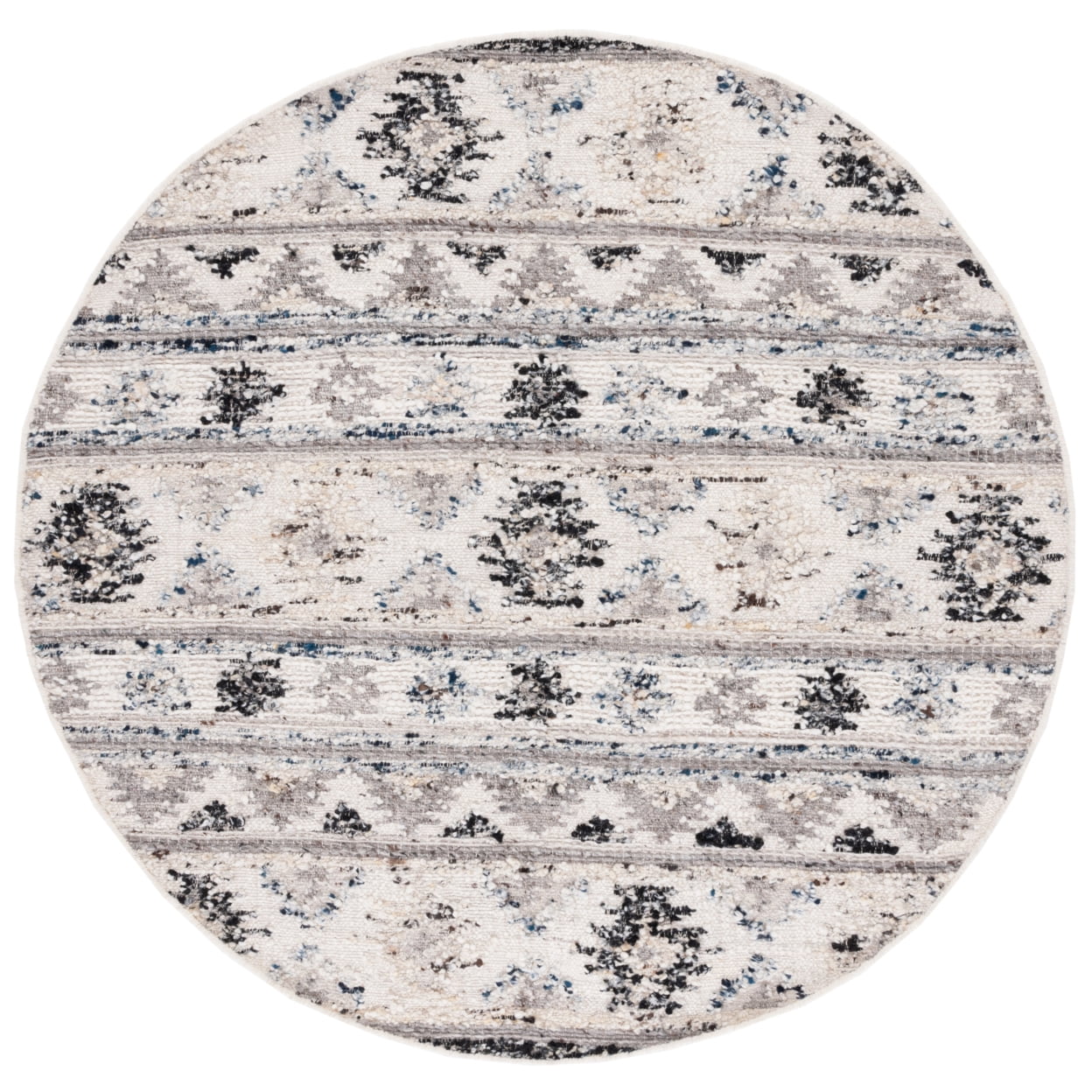 SAFAVIEH Manhattan Cenric Southwestern Area Rug, Ivory/Black, 6' x 6' Round