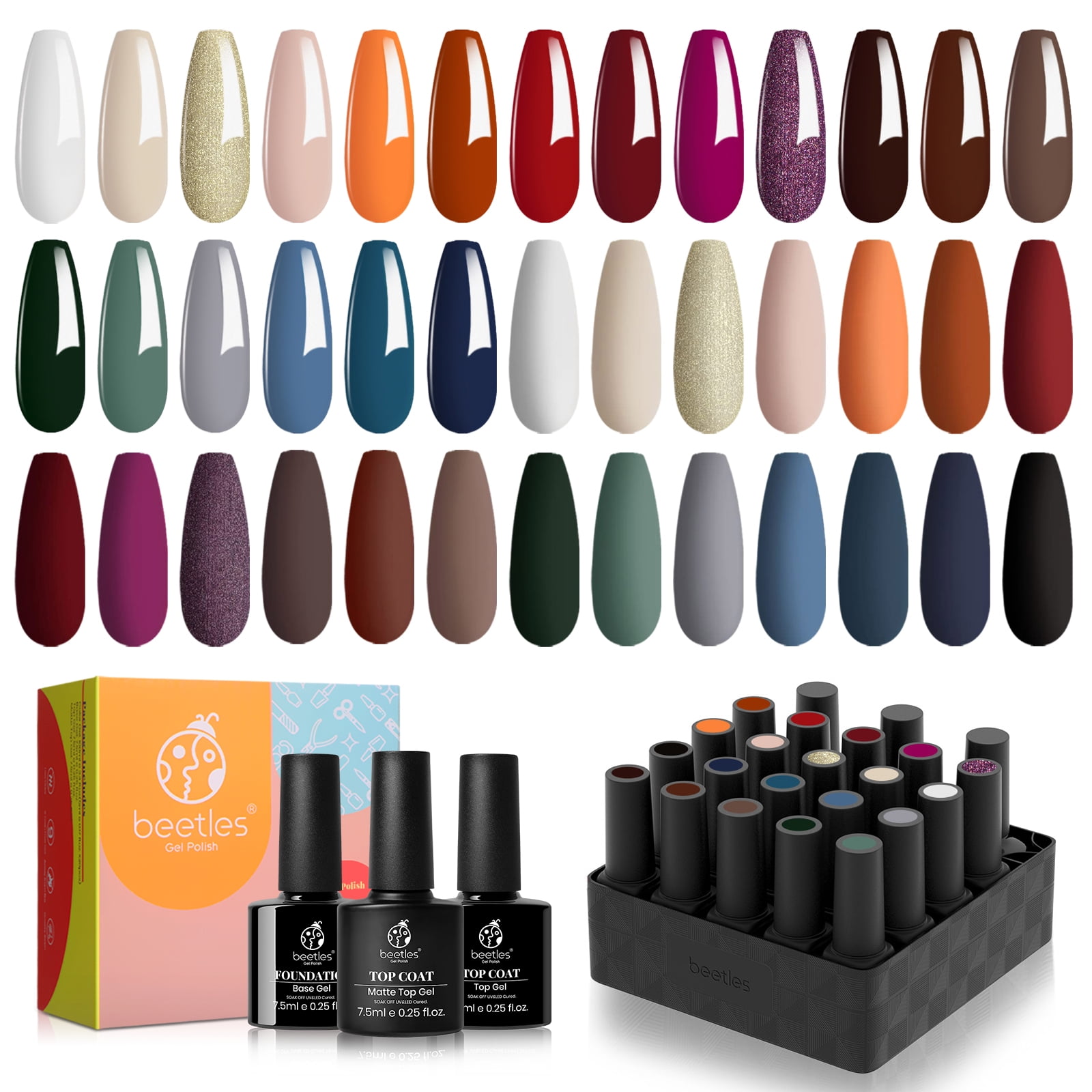 Beetles 20 Pcs Gel Nail Polish Kit- Glowing Attraction Collection Fall ...