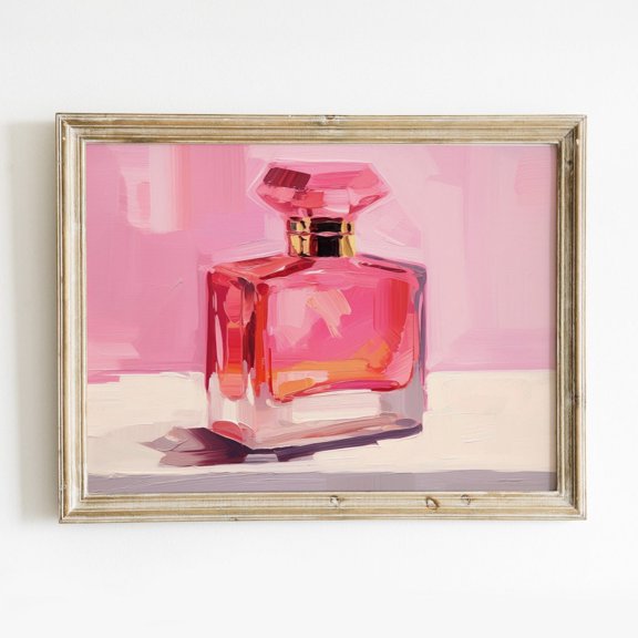 Kna Prints - 1 Pc Poster Vintage Pink Perfume Preppy Wall Art Print, Hot Pink Girly Wall Decor, Preppy Room Decor, Fky Wall Art, Trendy Digital Print Wall Art, UNFRAMED-8x12