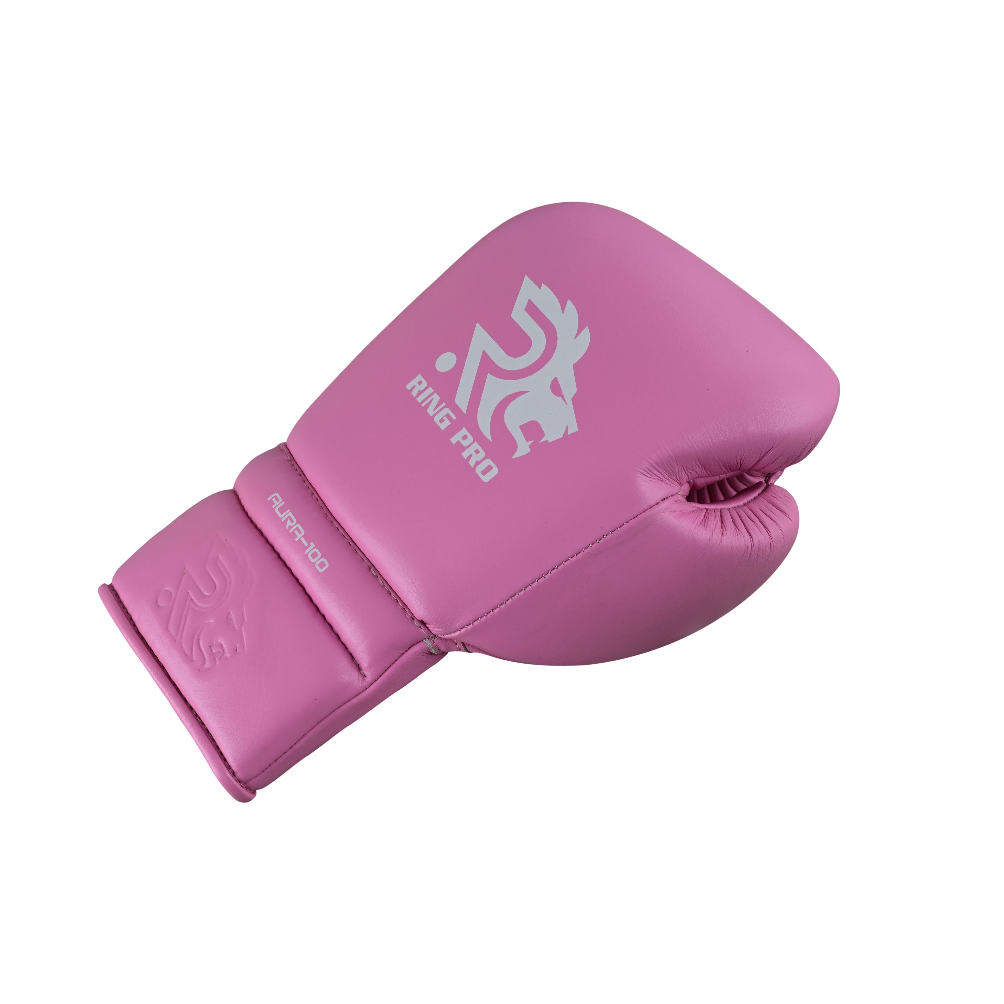 Ring Pro Sports Aura-100 Series Boxing Glove Made of Genuine Cowhide Leather for Boxing & MMA - Pink 14 oz