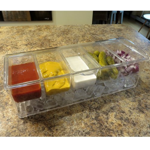 Evelots Chilled Condiment ServerIce TrayHandle5 Detachable