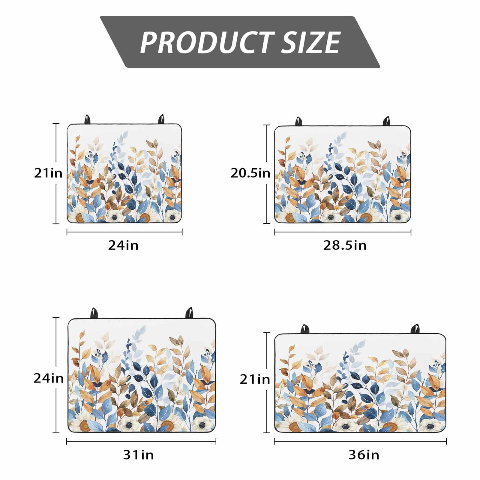 Orange Blue Botanical Stove Top Cover for Electric Stove, Heat-proof & Non Slip Glass Top Stove Cover Protector, Fall Eucalyptus Leaves Kitchen Flat Cooktop Rubber Mat 24x21 Inches