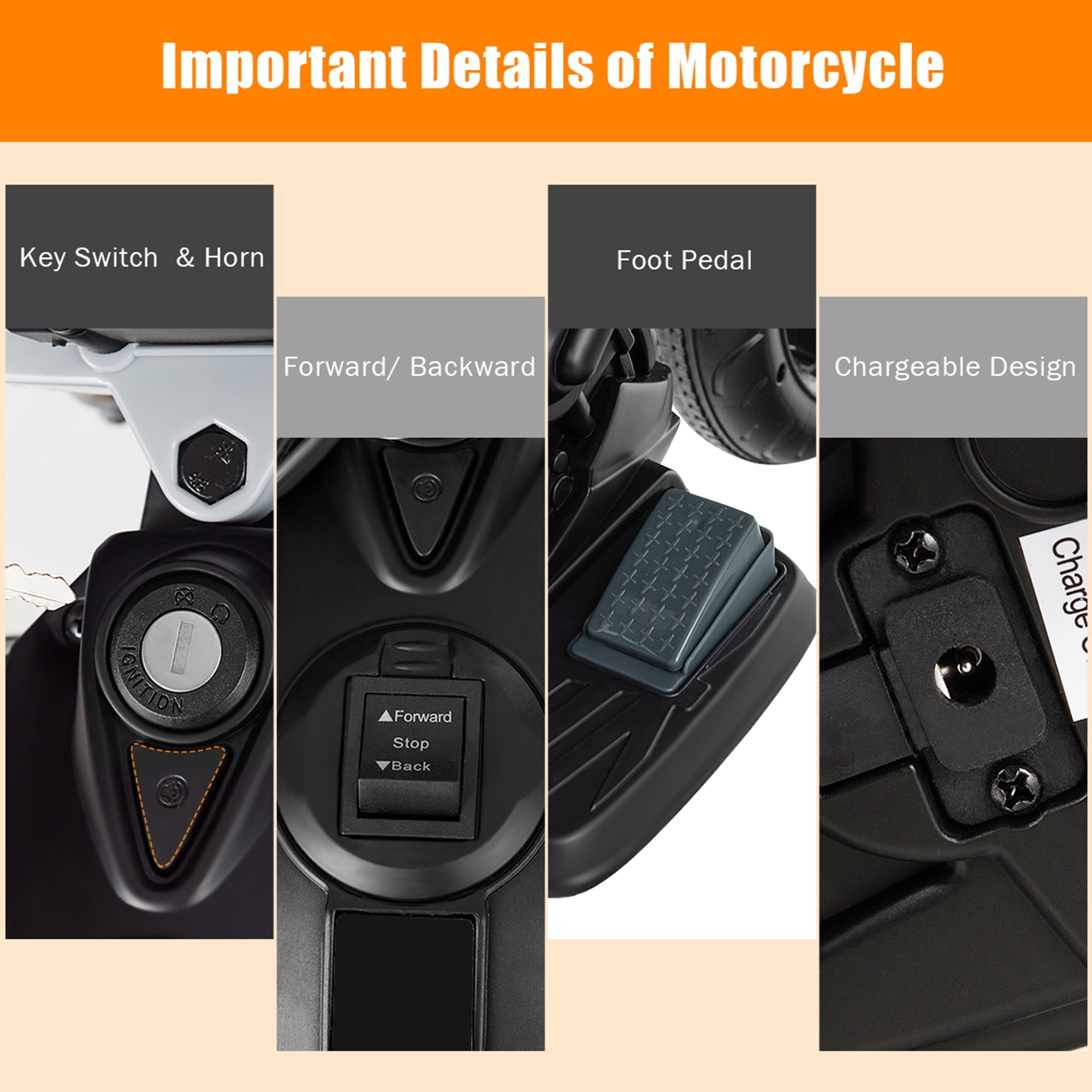 Gymax 12V Licensed Kids Ride On Motorcycle w/ Headlight Training Wheel Black
